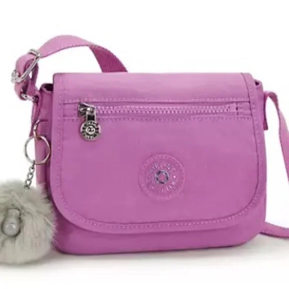 Kipling Sabian Mini Crossbody Bag Nylon Playfull Pink Adjustable Strap Purse - Picture 2 of 6